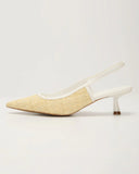 Poised Moment Tweed Slingback Kitten Heels