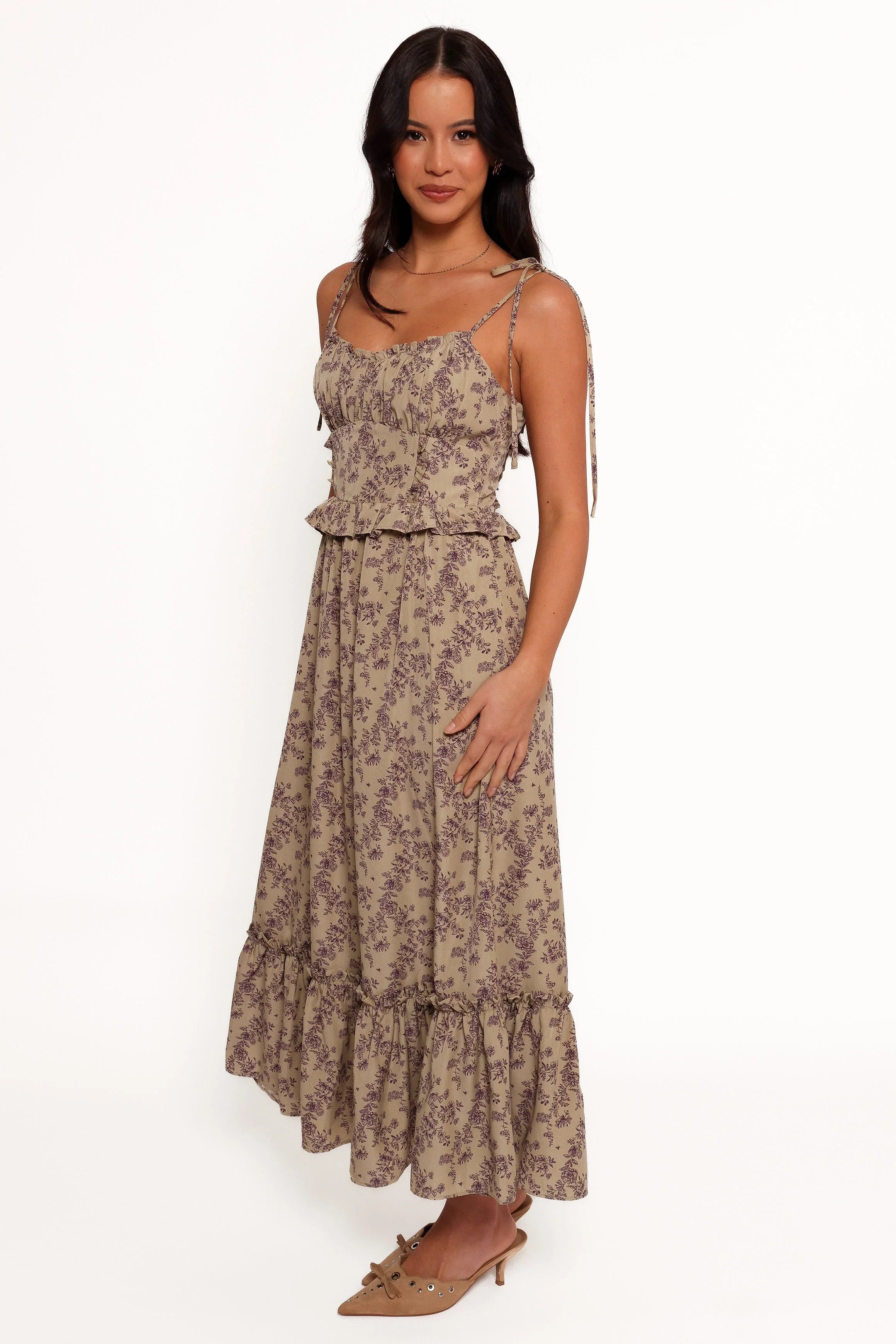 Karie Midi Dress Olive Dark Purple