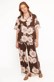 Bernadine Short Sleeve Shirt Brown Floral
