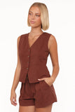 Elinor Cuffed Linen Short Brown