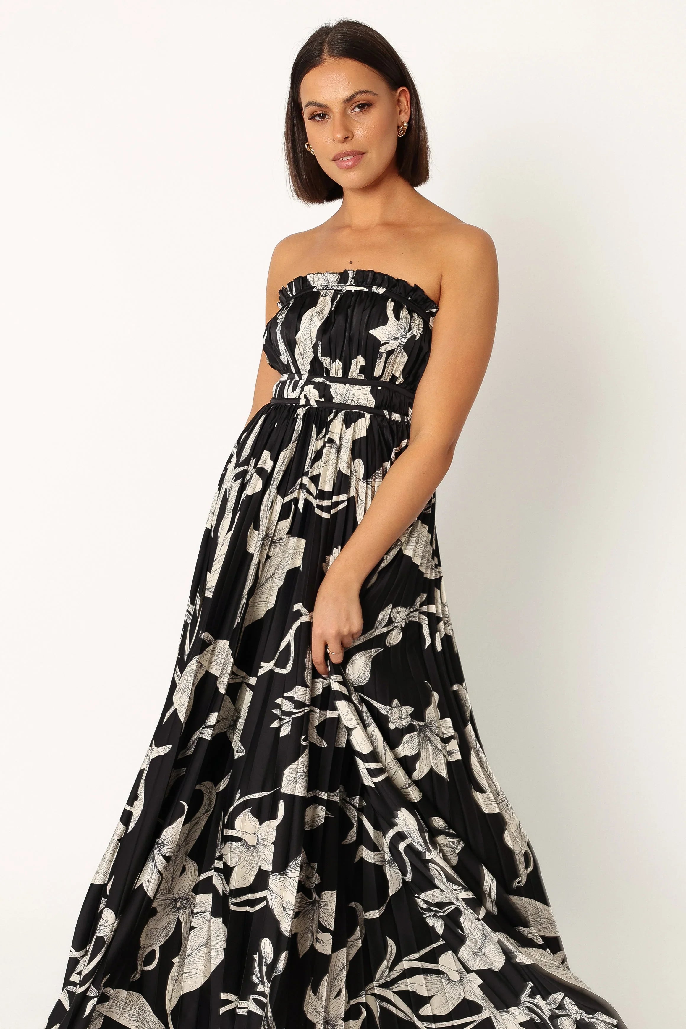 Angelique Strapless Maxi Dress Black Floral