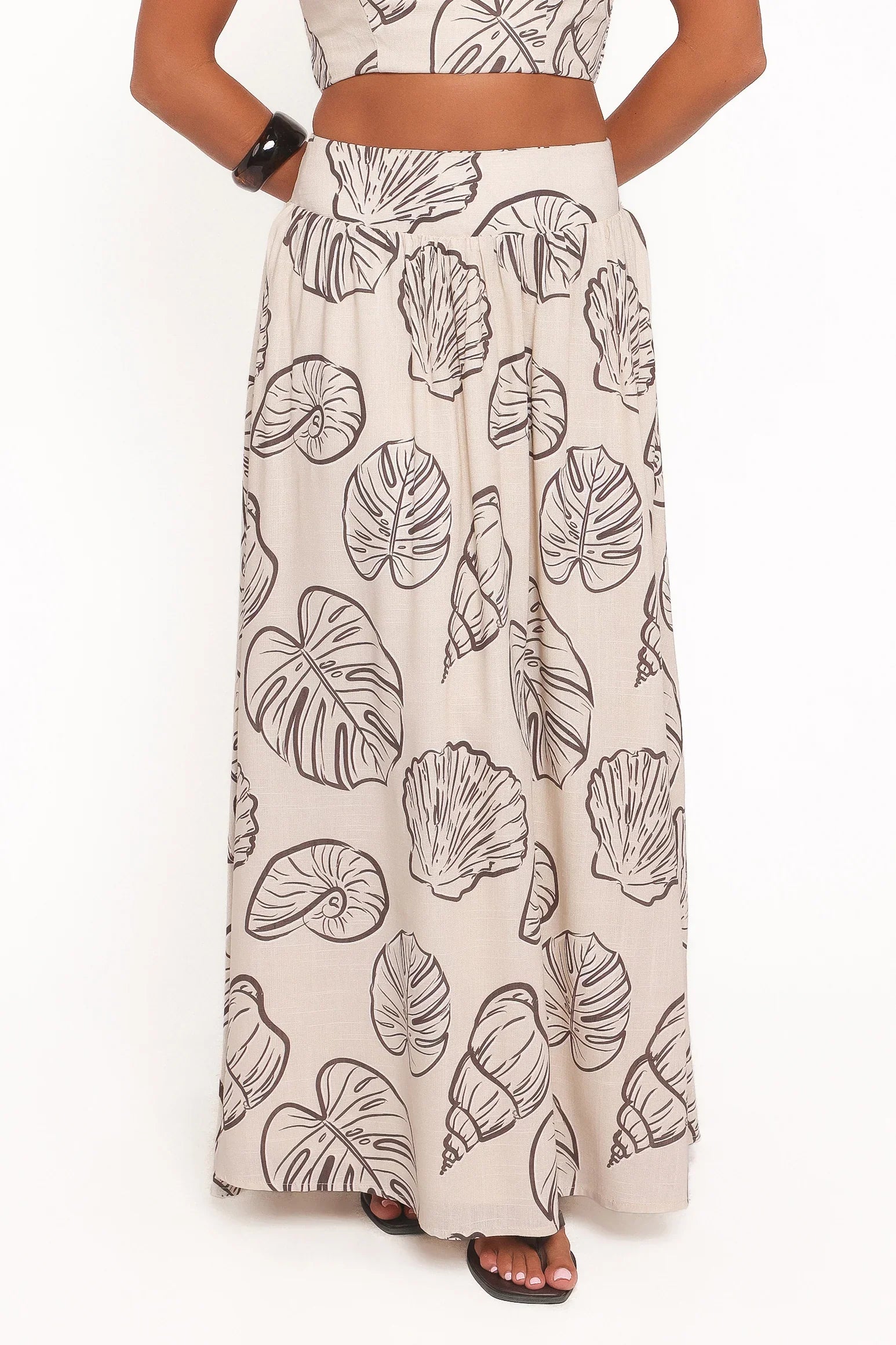 Kristy Maxi Skirt Set Cream Shells