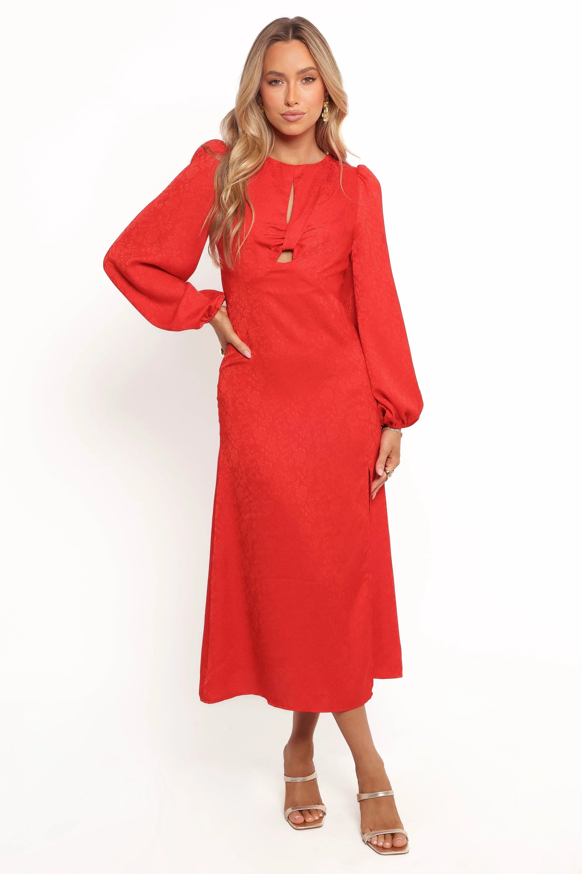 Laine Long Sleeve Midi Dress Red