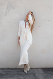 Rowee Boucle Knit Midi Skirt White