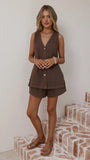 Hayley Vest and Shorts Set Chocolate Denim