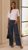 Vicky Tie Waist Straight Leg Jeans Dark Wash
