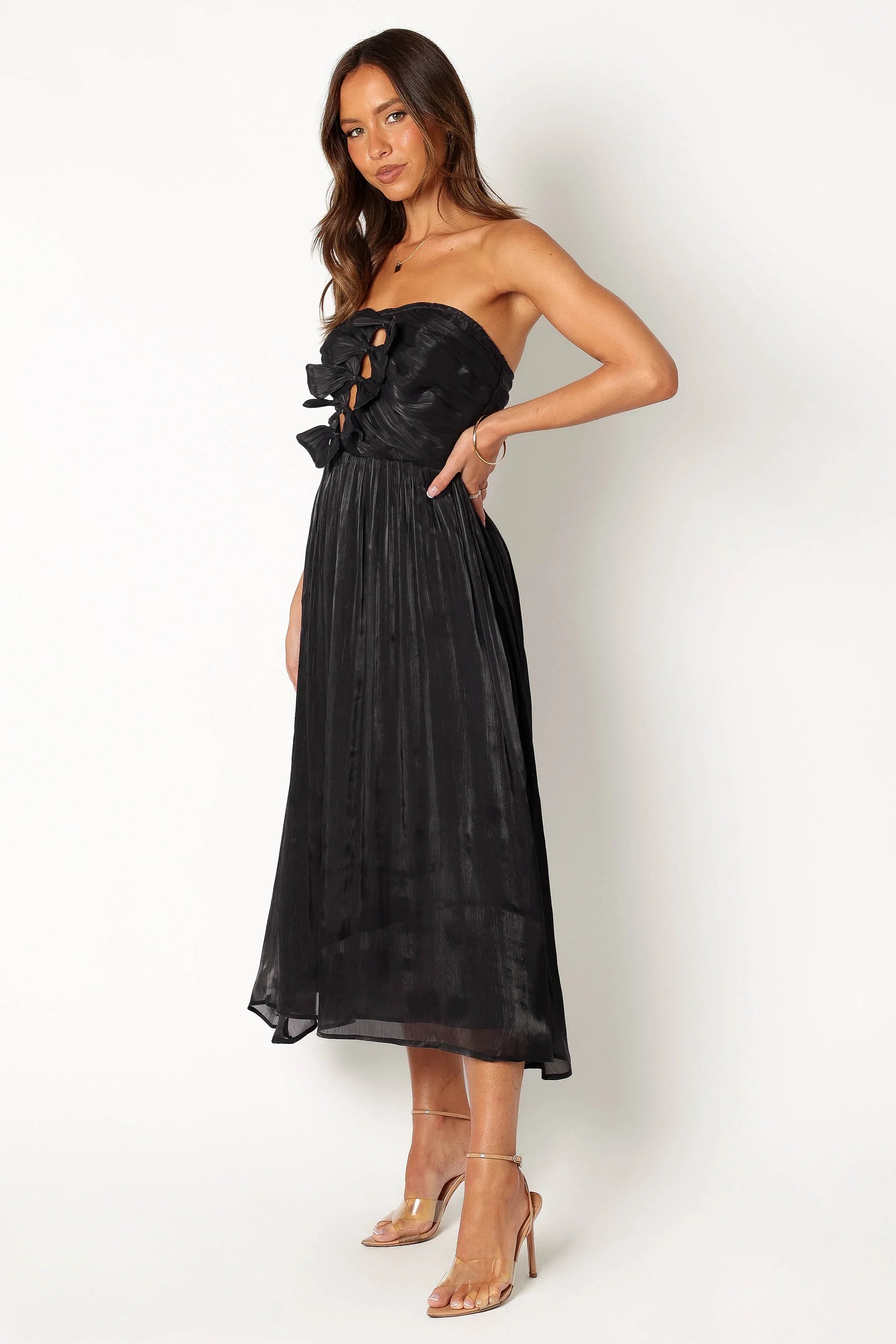 Mila Strapless Midi Dress Black