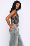 Dare To Look Sequin Halter Top Camo