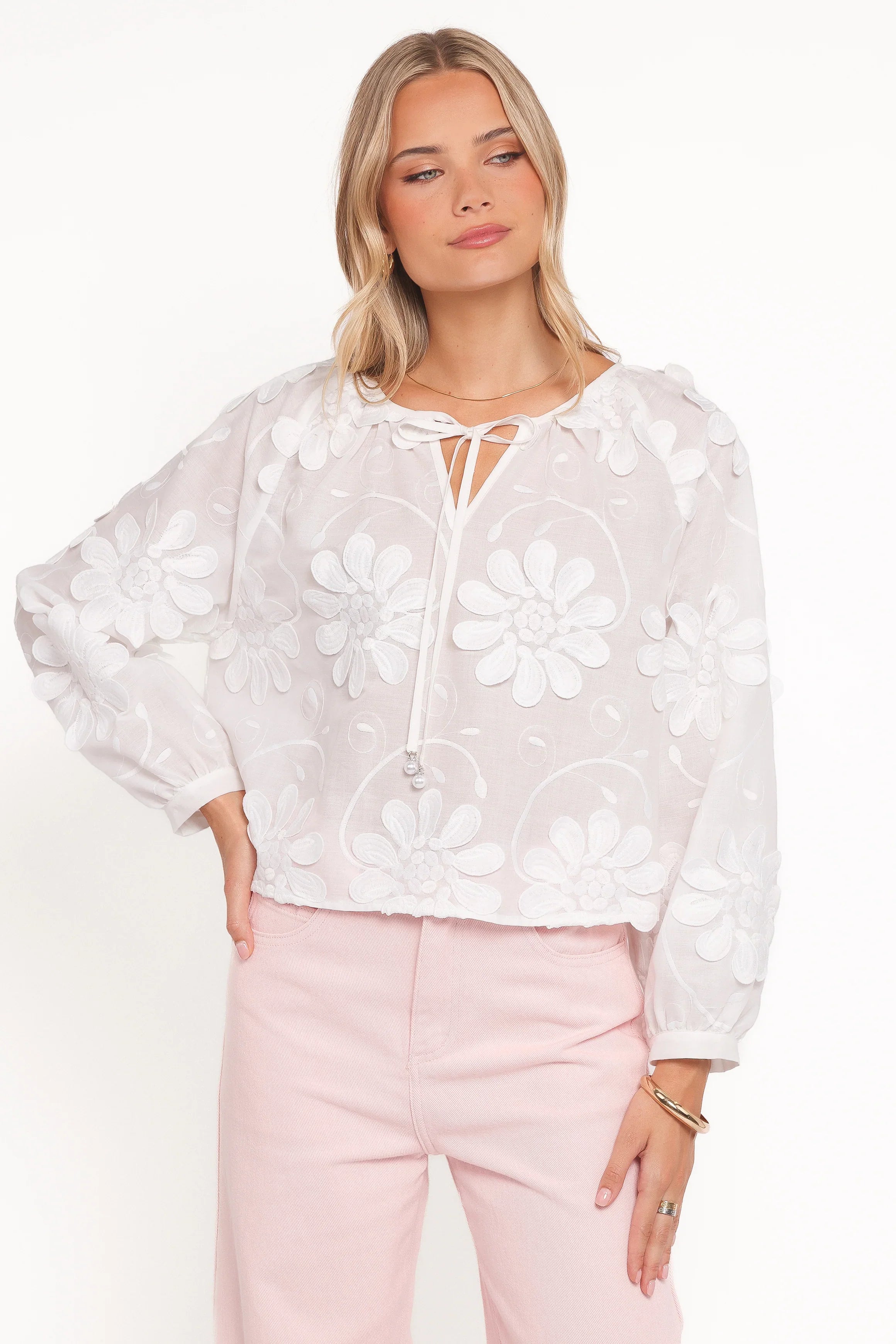 Leire Embroidered Blouse White