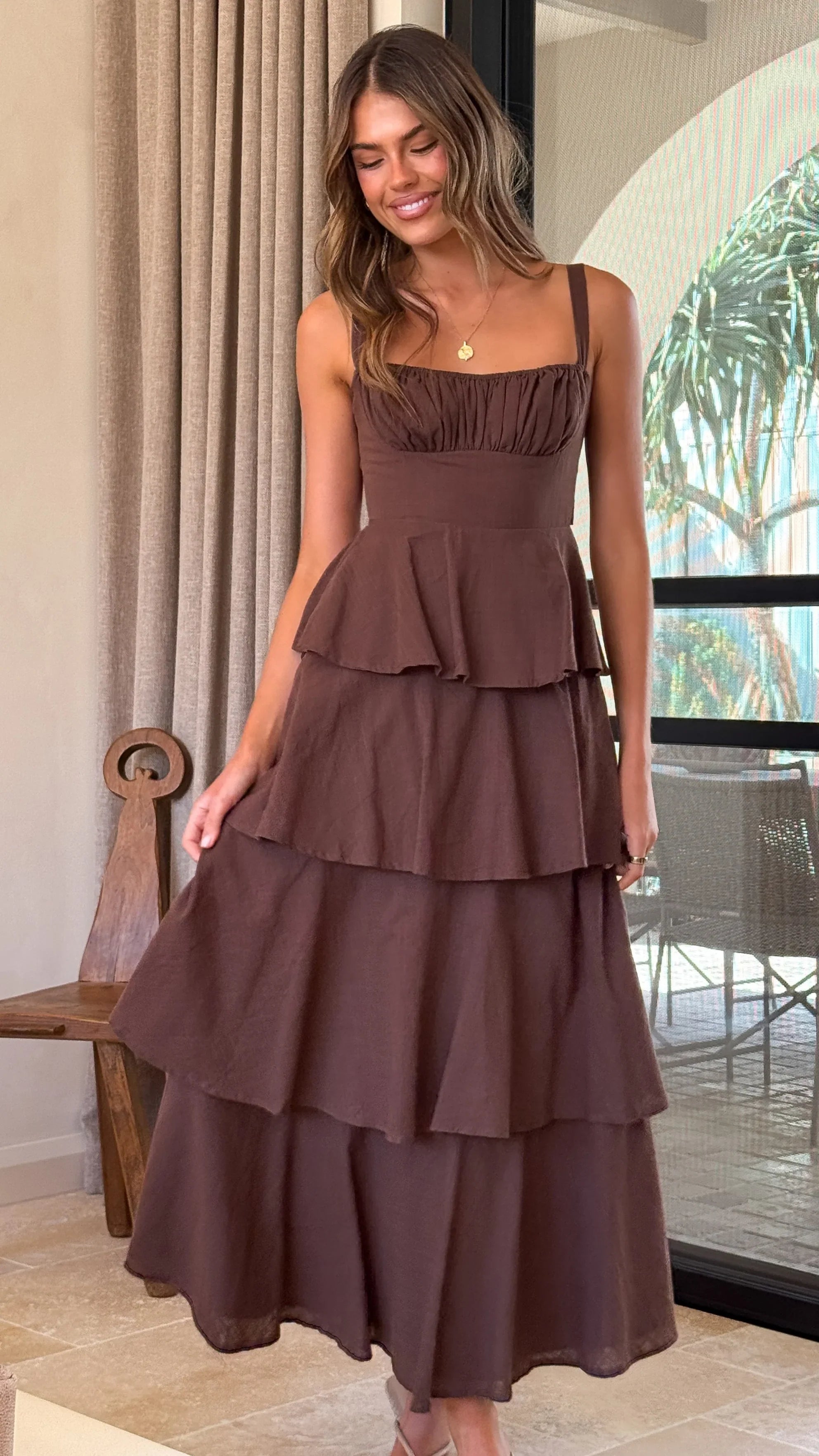 Odilia Maxi Dress Chocolate