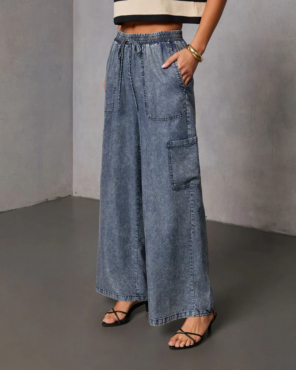 Blue Hour Chambray Cargo Pants