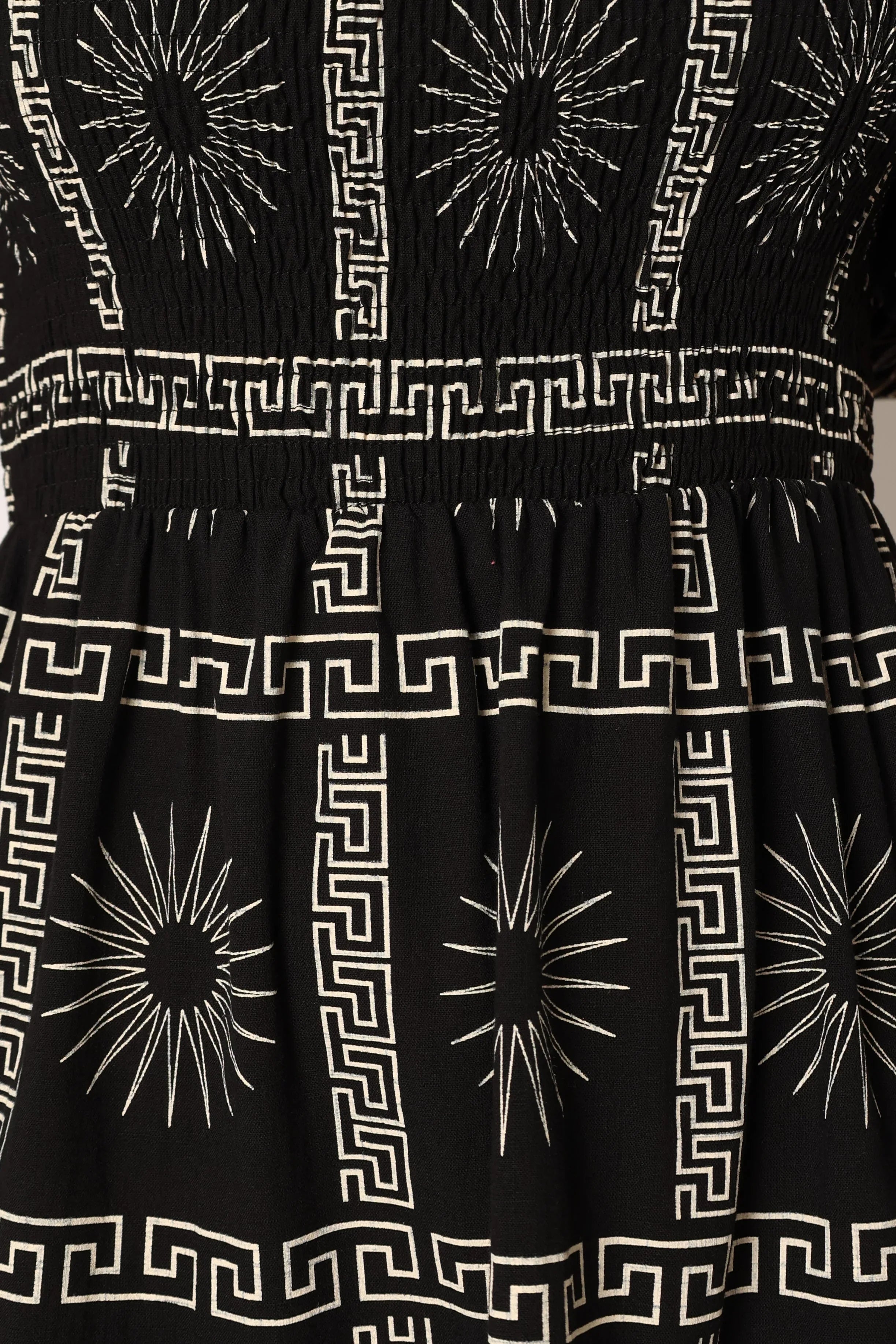 Soliel Puff Sleeve Midi Dress Black Tan