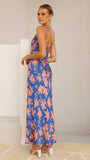 Verity One Shoulder Maxi Dress Orange Blue Floral