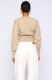 Cindy Cinched Knit Top Beige