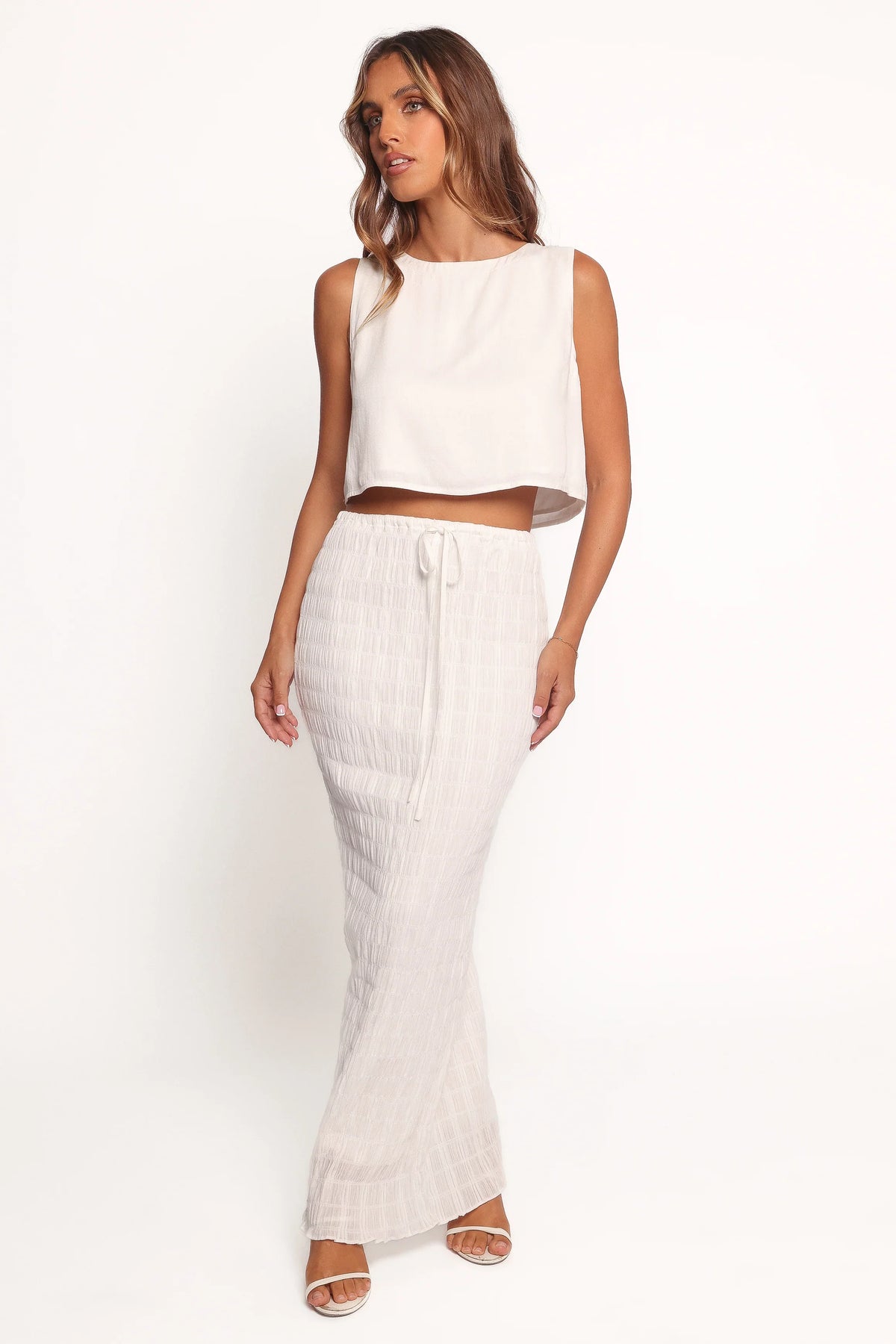 Charlotte Textured Maxi Skirt White