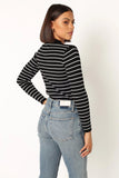 Stacie Ribbed Knit Top Black Stripe