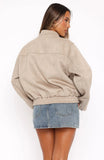 Watchin Out Faux Suede Bomber Jacket Sand