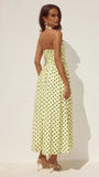 Sammi Halter Midi Dress Lemon Choc Polka