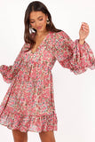 Reese Long Sleeve Mini Dress Pink Floral