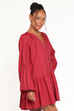Hart Long Sleeve Mini Dress Wine