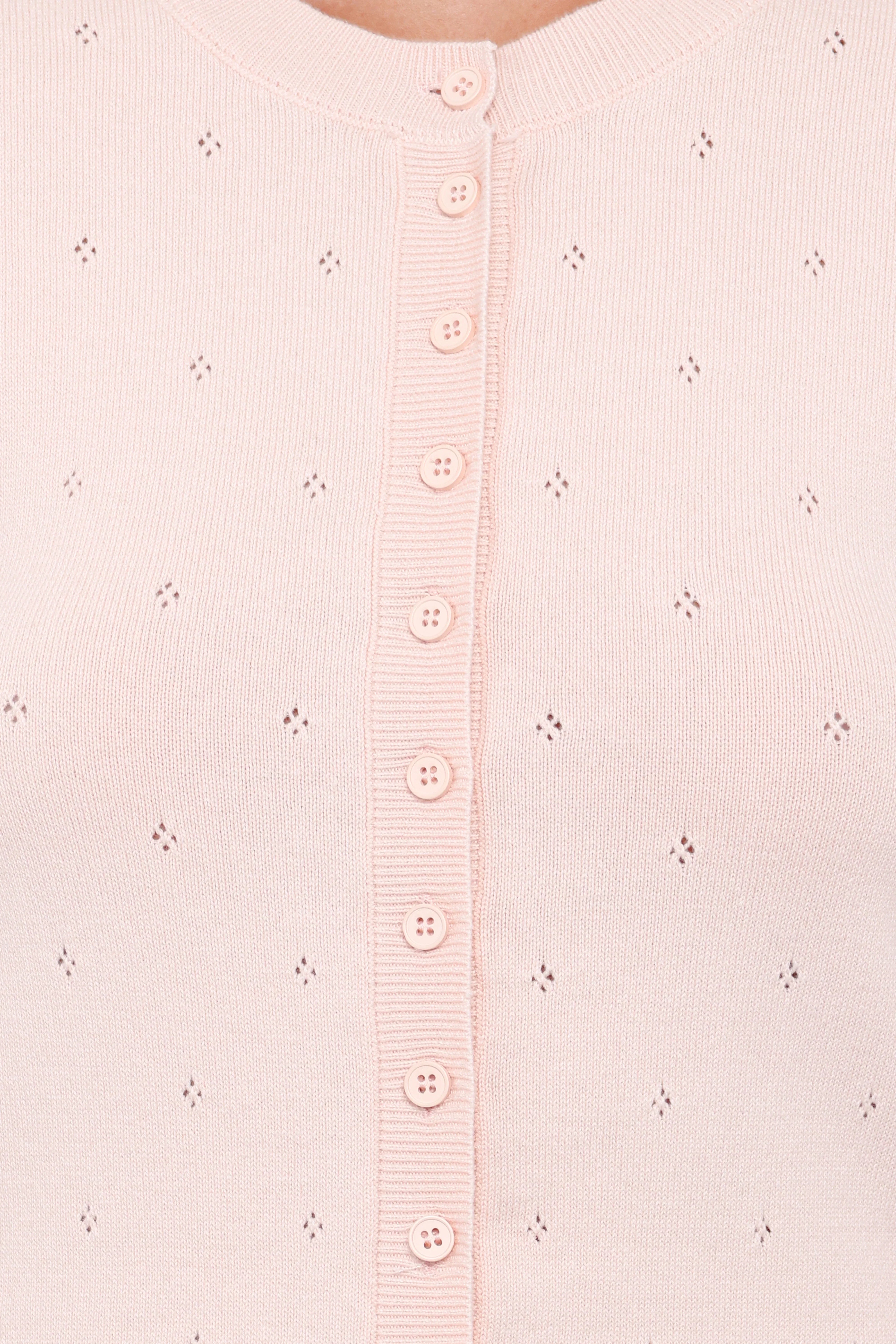 Monae Pointelle Button Up Top Pink