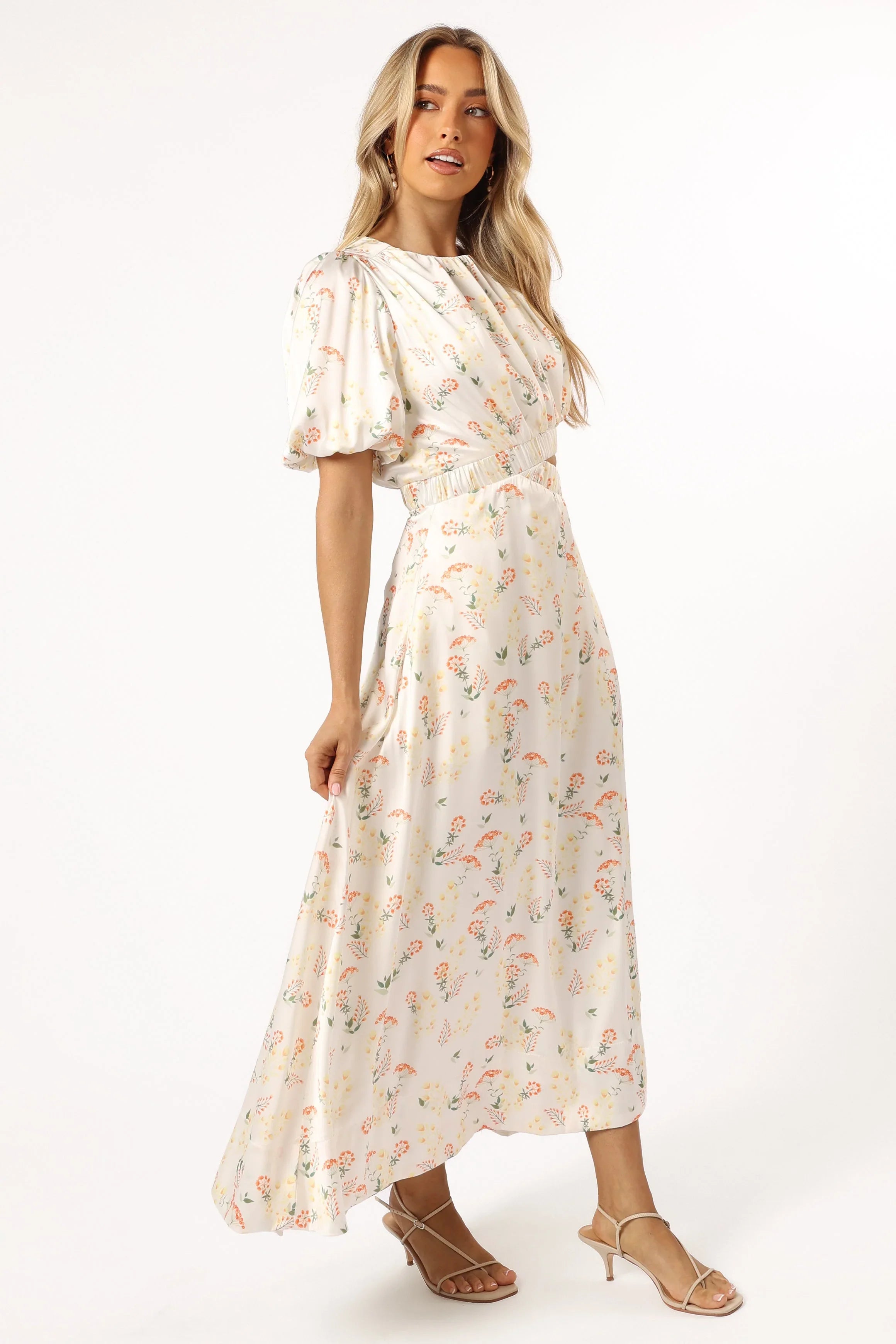 Aminah Puff Sleeve Dress Yellow Floral