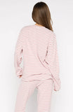 Slow Life Long Sleeve Pyjama Top Pink White Stripe