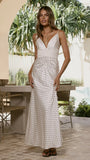Zada Bow Maxi Dress Cream Black Polka Dot