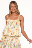 Cosima Baby Doll Top Yellow Floral