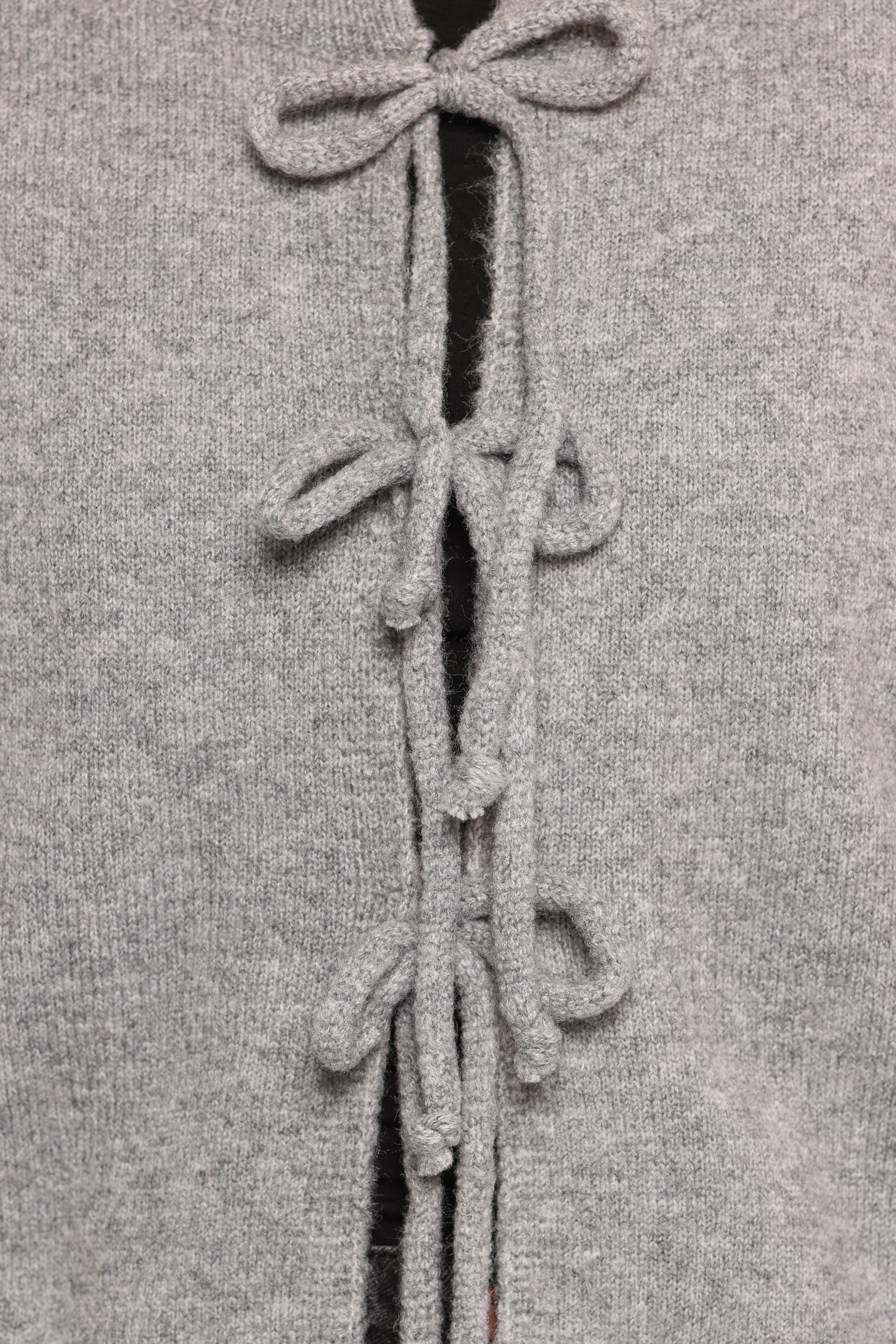 Neri Bow Tie Front Cardigan Grey
