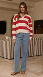 Kodi Sweater Red Beige Stripe