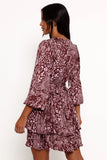 Wrenley Long Sleeve Mini Dress Chocolate Pink