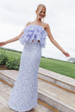 Jennings Lace Maxi Skirt Blue Sequin