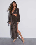 Diane Pleated Cutout Side Slit Maxi Dress