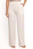 Cinch Wide Leg Crepe Pant White