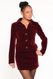 Lainey Velvet Cropped Jacket Burgundy