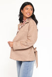 Nelly Faux Suede Cropped Trench Coat Mushroom