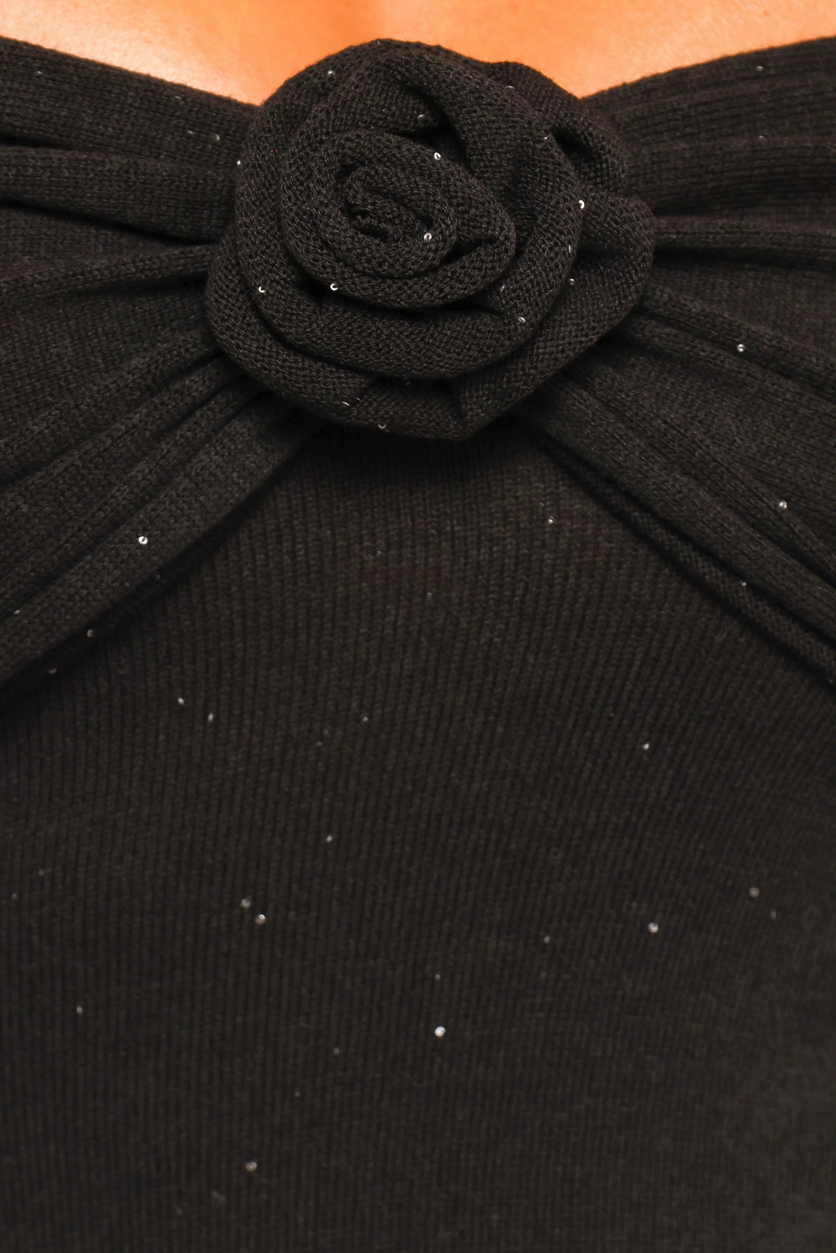 Pennie Maxi Dress Black Sequin Knit