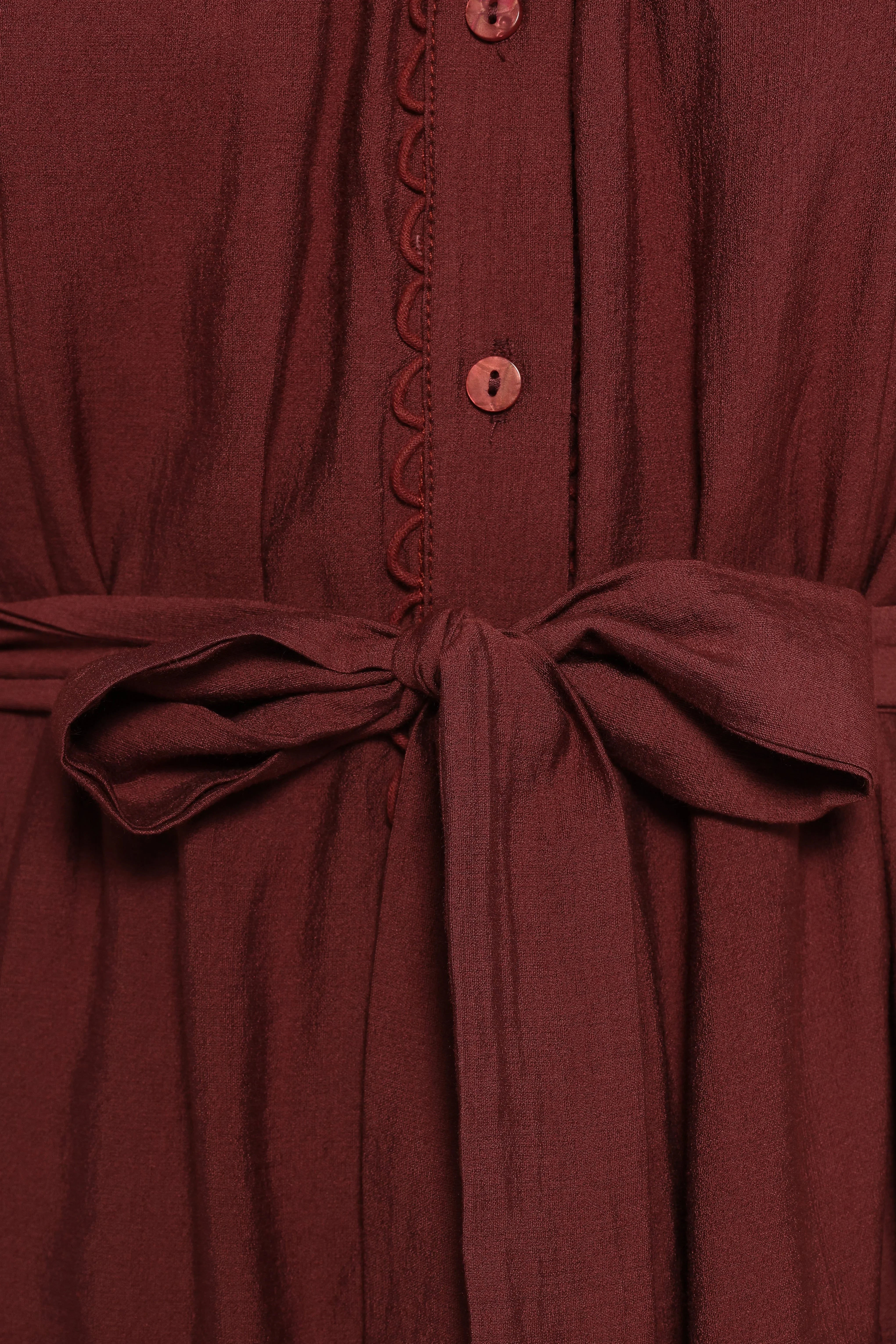 Pierce Long Sleeve Mini Dress Dark Wine