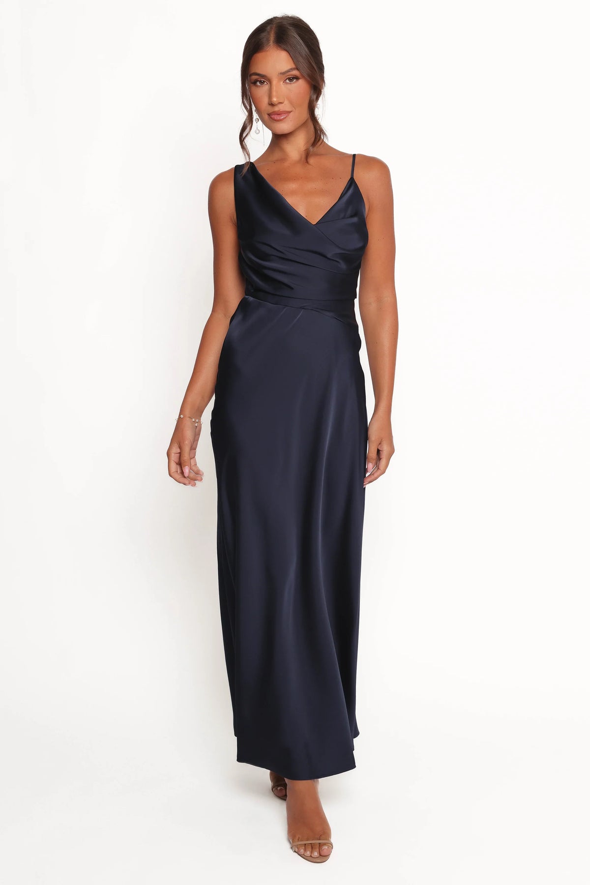 Anela Asymmetric Midi Dress Navy