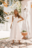 Everly Crossback Midi Dress White Denim