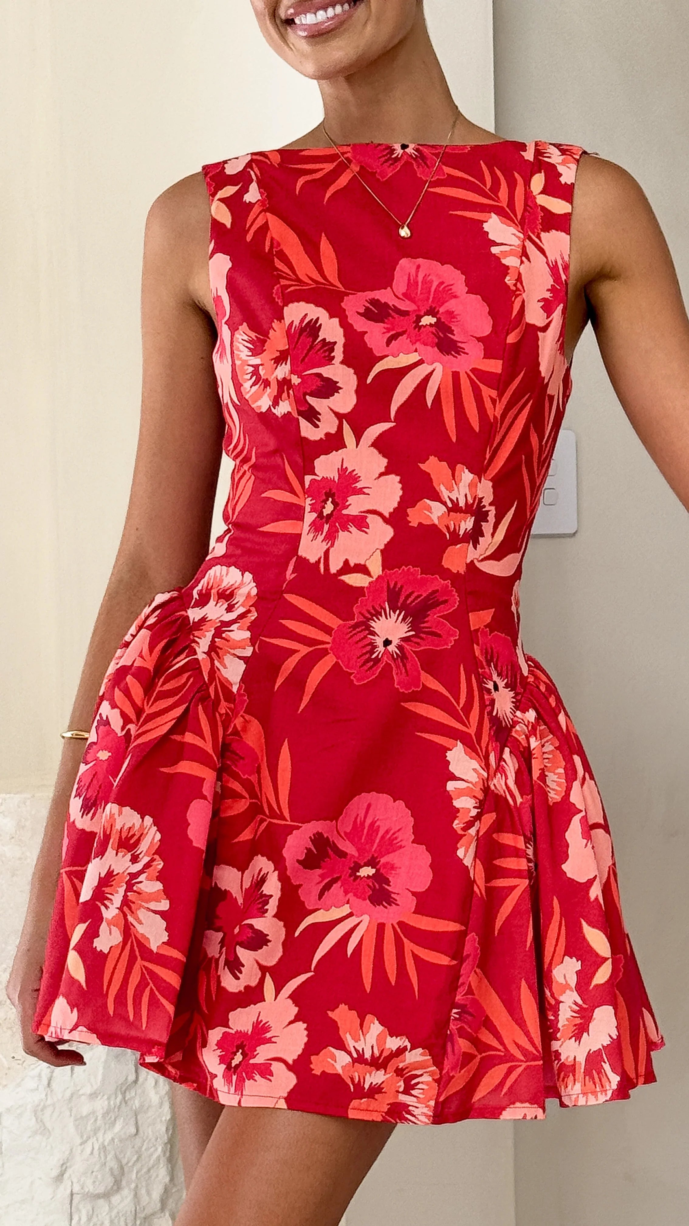 Canika Mini Dress Red Floral