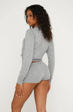 Candy Grid Argyle Knit Top Grey Pink